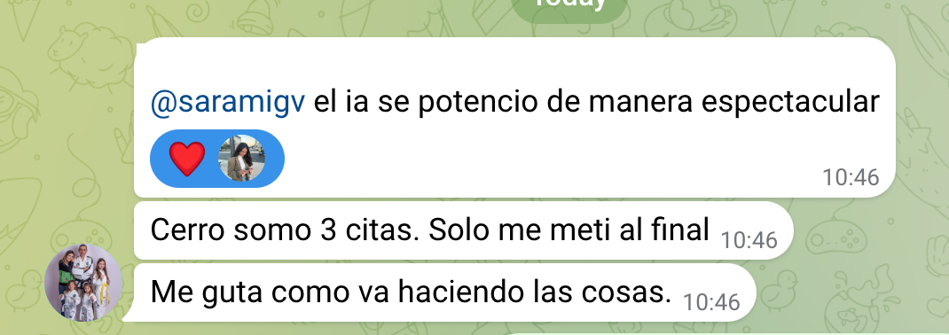 Cliente — La IA se potenció, cerró 3 citas. Solo me metí al final